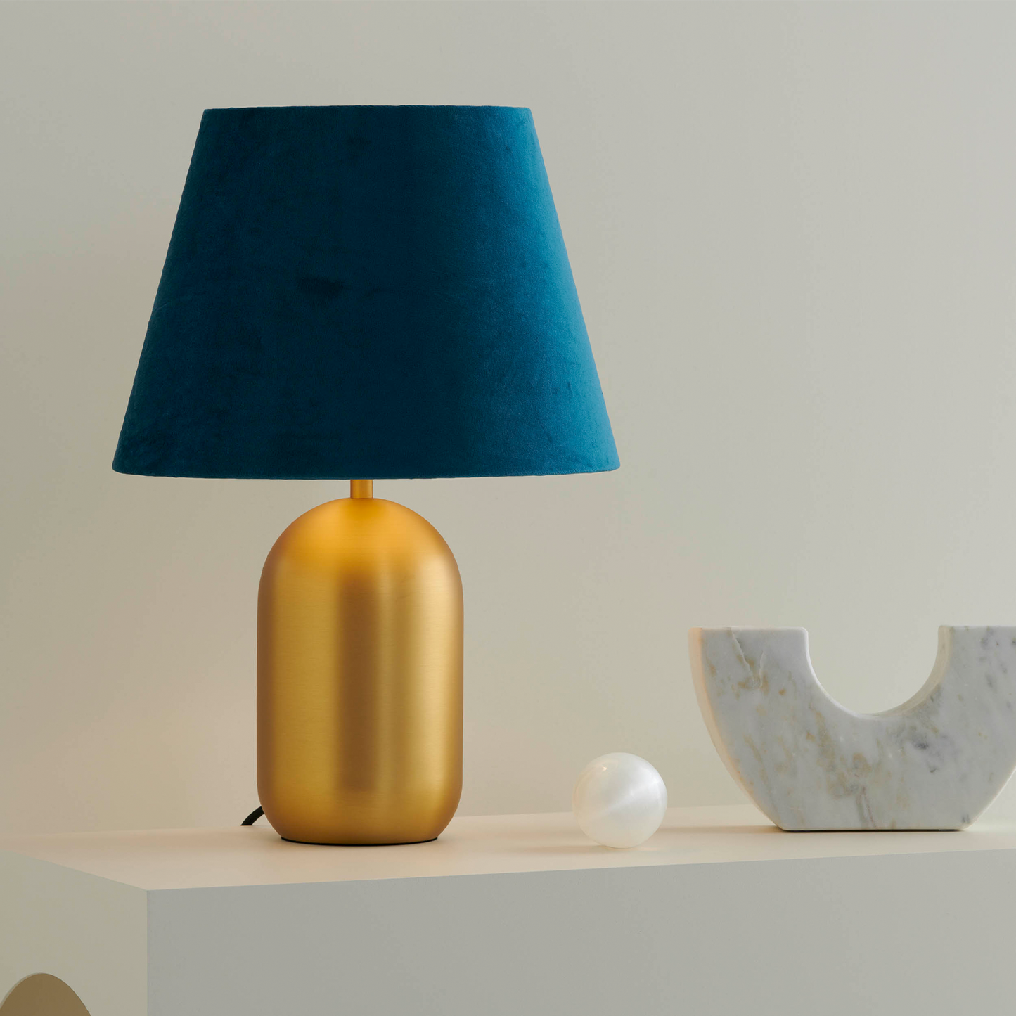 Misty Blue Velvet Shade Table Lamp